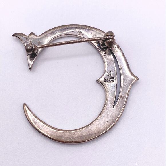 Heirloom 73 Vintage Creations Sterling Silver And Marcasite Brooch 1.5” Letter C - Picture 5 of 6
